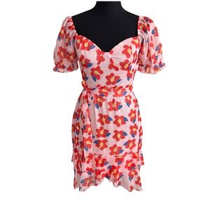 Sbetro Womens Y2K Babydoll Mini Dress Size M Pink Boho Hippie Coquette